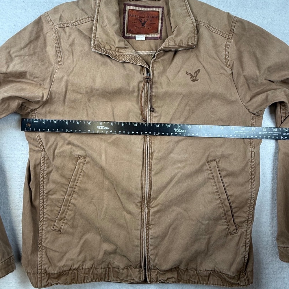 American Eagle Mens Brown Cotton Full Zip Harrington Jacket M rugged utility - Picture 4 of 8